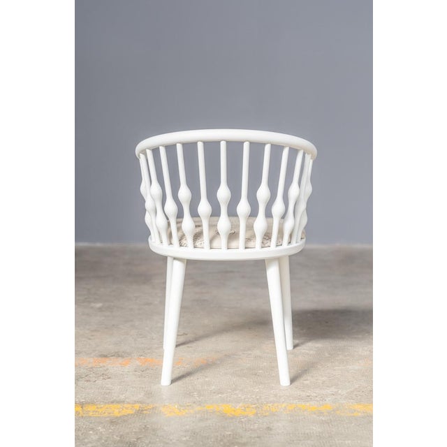 White Painted Beech Chairs with Padded Fabric Seats, 1970s, Set of 6 For Sale - Image 8 of 18