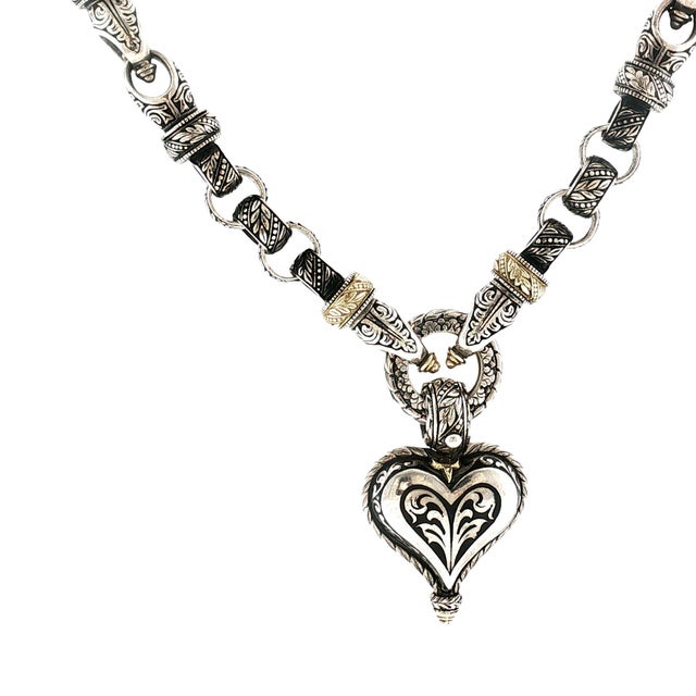 Late 20th-Century Sterling and 18k Bowman Original Reversible Heart Necklace For Sale - Image 4 of 12