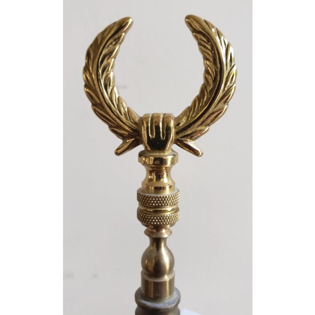 A pair of 1980s Modern crystal clear and Polished Brass Table Lamps in good vintage condition. Measure 5.5" in width, 5.5"...