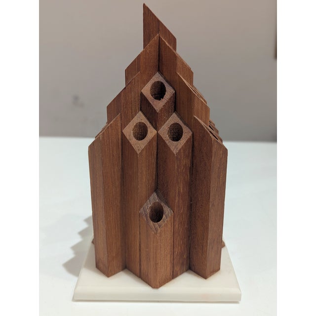 Mid-Century Modern Scandinavian Teak & Marble Bud Vase, 1960s For Sale - Image 3 of 6