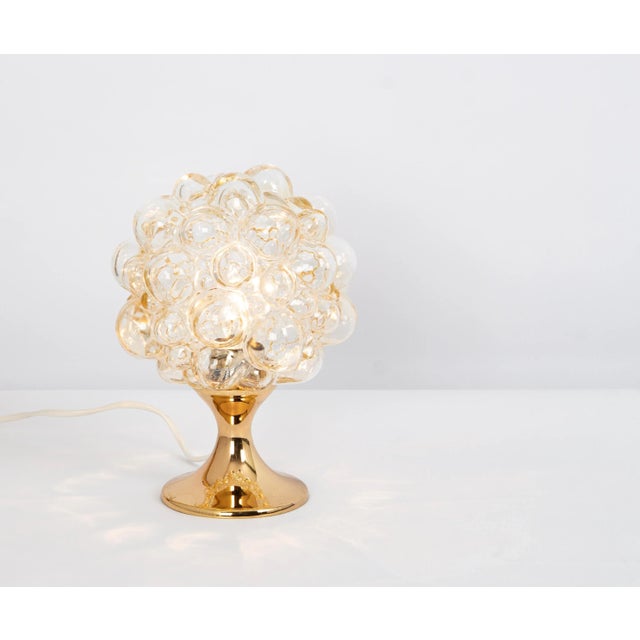 Metal Petite Amber Bubble Glass Table Lamp from Limburg, Germany, 1970s For Sale - Image 7 of 8