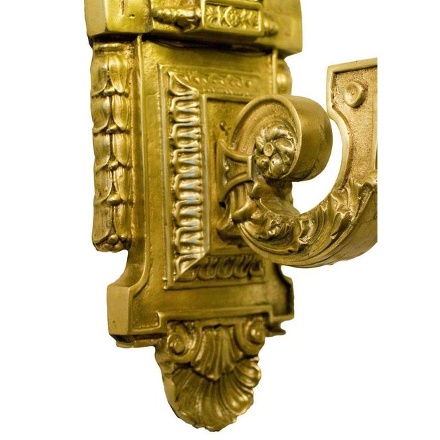 1970s Art Deco Liberty Figural Bronze Entry Sconce With Sunburst Motif For Sale - Image 4 of 5