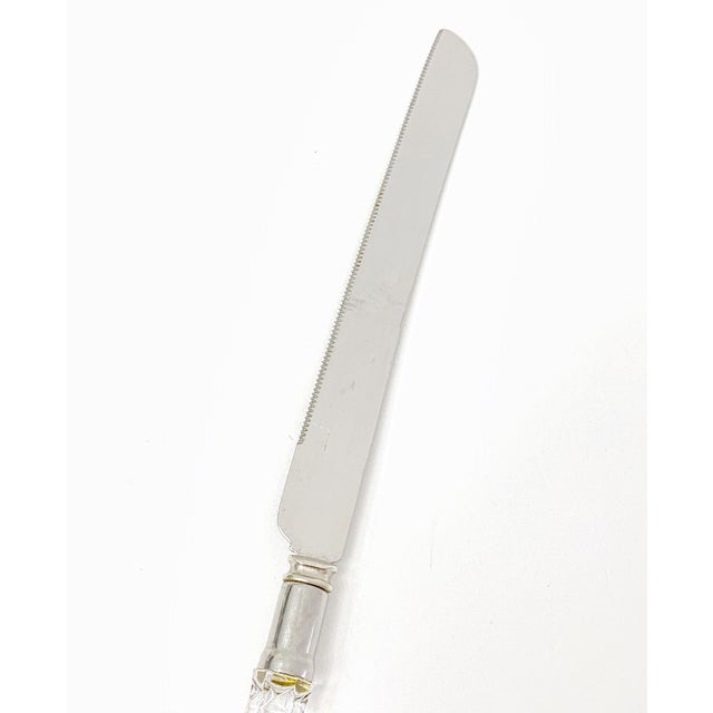 Vintage Hollywood Regency Style Sheffield England Crystal Diamond Cut Handle Bread Cake Knife For Sale In Miami - Image 6 of 9