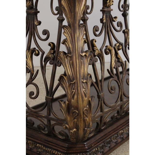 Designer Metal Base Leather Top Console Table For Sale - Image 16 of 18