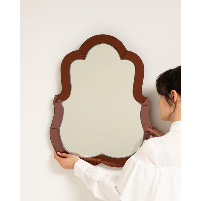 19th Century 19th Century France Brown Wood Mirror For Sale - Image 5 of 8