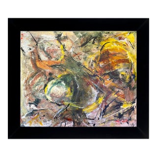 2025 "001-25" Abstract Expressionist Amber & Slate Painting by Mark Lewis For Sale