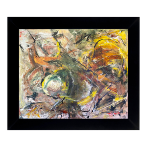 2025 "001-25" Abstract Expressionist Amber & Slate Painting by Mark Lewis