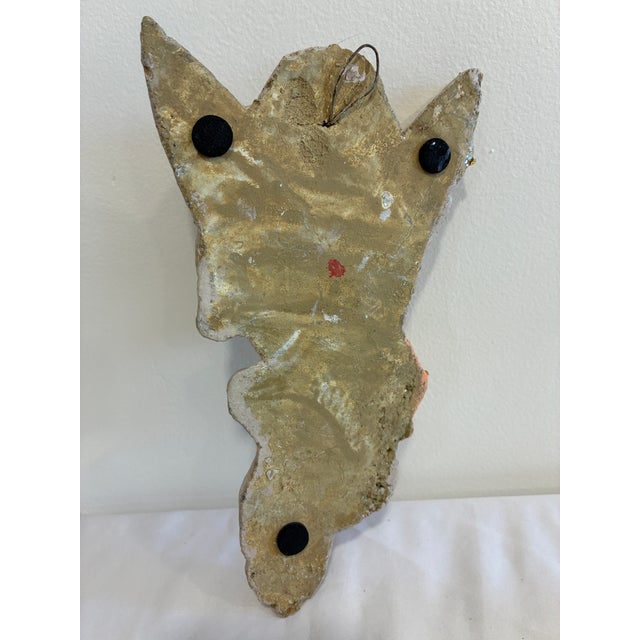 Vintage Chalkware Cherub Angel Wall Plaque With Harp For Sale - Image 9 of 10