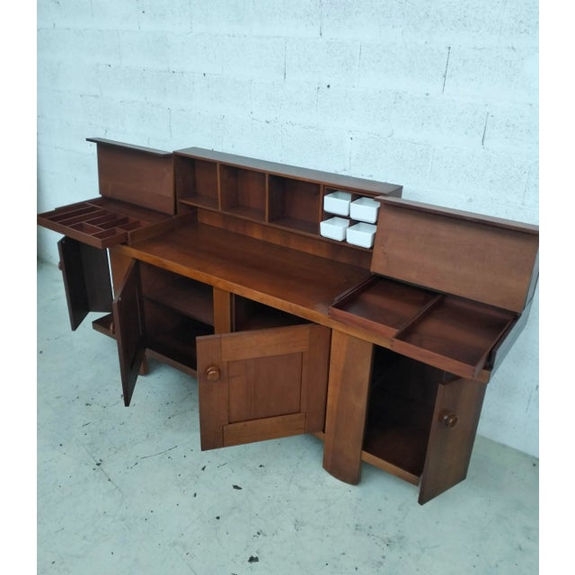 Bernini 602 Model Credenza in Walnut by Silvio Coppola for Bernini, 1970s For Sale - Image 4 of 13