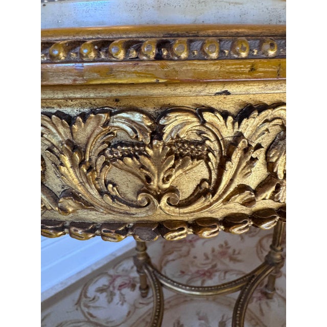 Late 19th Century French Louis XVI Style Giltwood Oval Gueridon With Onyx Marble Top, Late 19th Century For Sale - Image 5 of 7