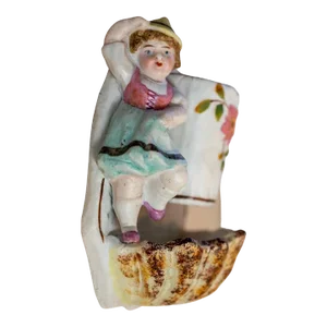 Late 19th Century Hanging Painted Bisque Porcelain Match Striker / Holder