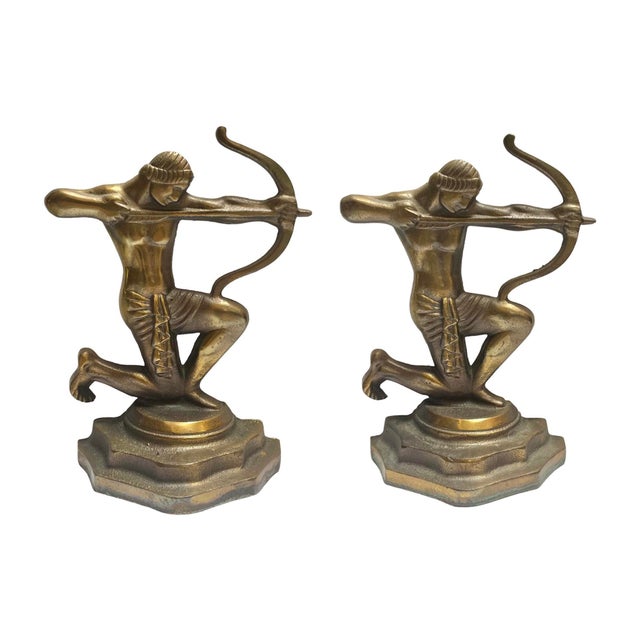 1920s Art Deco Roman Archer Bookends - a Pair For Sale - Image 4 of 4