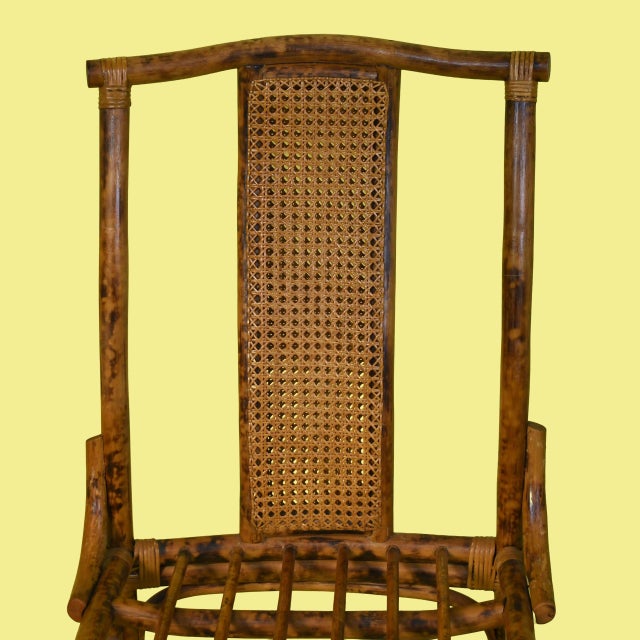 Brown 1970s British Colonial Burnt Bamboo Dining Set For Sale - Image 8 of 12