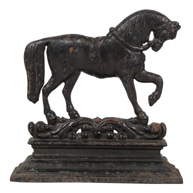 Antique Victorian Arabian Horse Cast Iron Doorstop For Sale