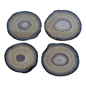 Vintage 1970’s Natural Brazilian Agate Chalcedony Stone Coasters - Set of 4