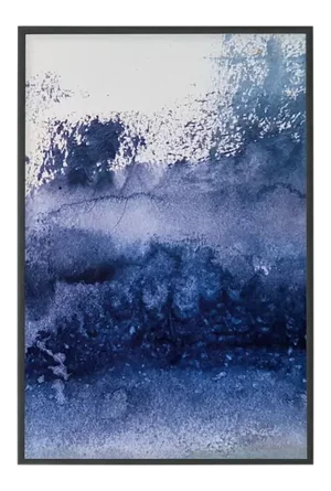 Modern Watercolor Blue Abstract Original Print, Framed
