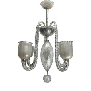 Large Five-Arm Murano Glass Chandelier by Ercole Barovier, Italy, 1950s For Sale