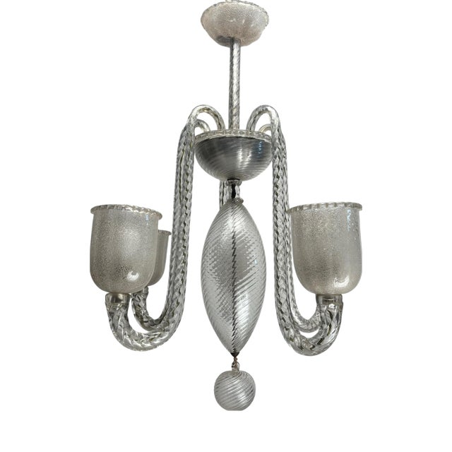 Large Five-Arm Murano Glass Chandelier by Ercole Barovier, Italy, 1950s For Sale
