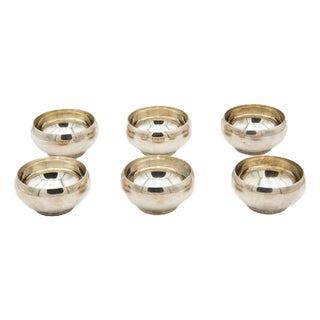 Silver Washbasins with Beads, Set of 6 For Sale