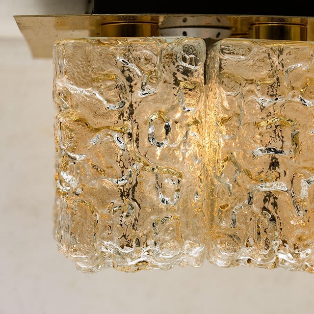 Large Thick Textured Glass Ceiling Flushmount from Kaiser, 1960s For Sale - Image 13 of 18
