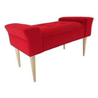 Fire Red Mid-Century-Style Flare Arm Bench For Sale
