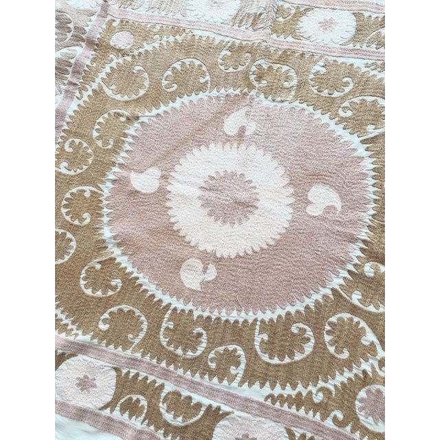 Samarkand Suzani Tablecloth - Embroidered Textile For Sale In New York - Image 6 of 9