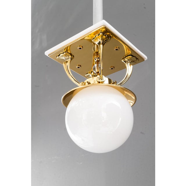 1920s Art Deco Ceiling Lamp with Opal Glass Shade, Vienna, 1920s For Sale - Image 5 of 13