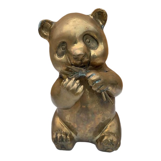 MCM Brass Panda Statue Figurine For Sale