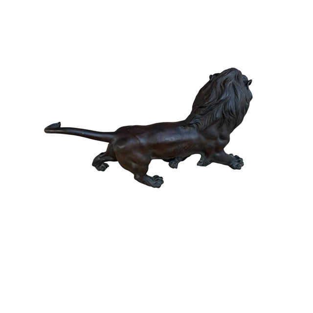 Bronze Antique Patinated Bronze Lion and Tiger Animalier Sculpture For Sale - Image 8 of 9