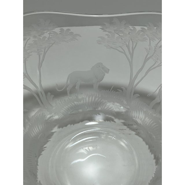 Transparent 1980s “Big 5” Queen Lace Crystal African Safari Bowl For Sale - Image 8 of 12