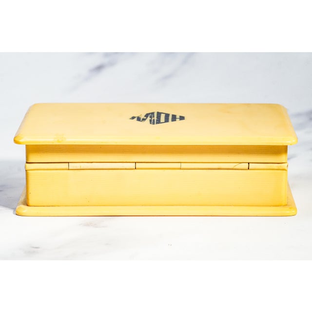 Lovely Antique Art Deco Celluloid Jewelry Keepsake Dresser Box For Sale - Image 9 of 11