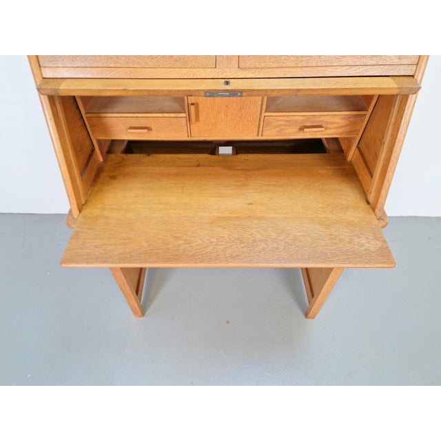 Brown Art Deco Arts & Crafts Secretary in Natural Oak, 1930s For Sale - Image 8 of 15