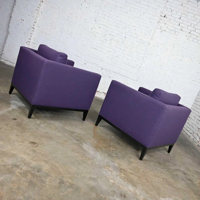 Contemporary Modern Purple Plum Tone Tuxedo Style Club Chairs by Baker a Pair For Sale - Image 3 of 13