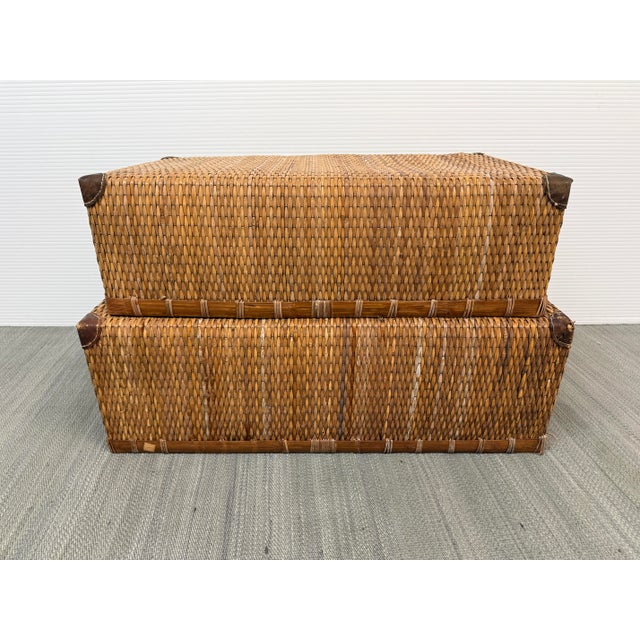 Coastal Antique Woven Storage Boxes, Pair For Sale - Image 3 of 13