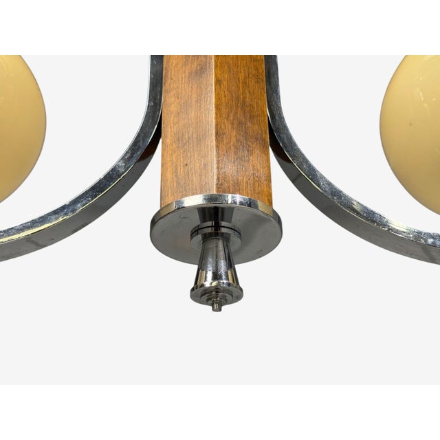 Swedish Art Deco, Pendant Light, Burl, Cord, Glass, Chrome, Sweden, 1930s For Sale - Image 9 of 11