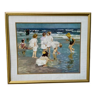 Edward Henry Potthast Framed Print "A Holiday" Children at the Beach in 1915" For Sale