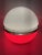 A lamp *large table lamp *in a spherical shape *separated in the middle by three chrome slats. *white satin glass. The...