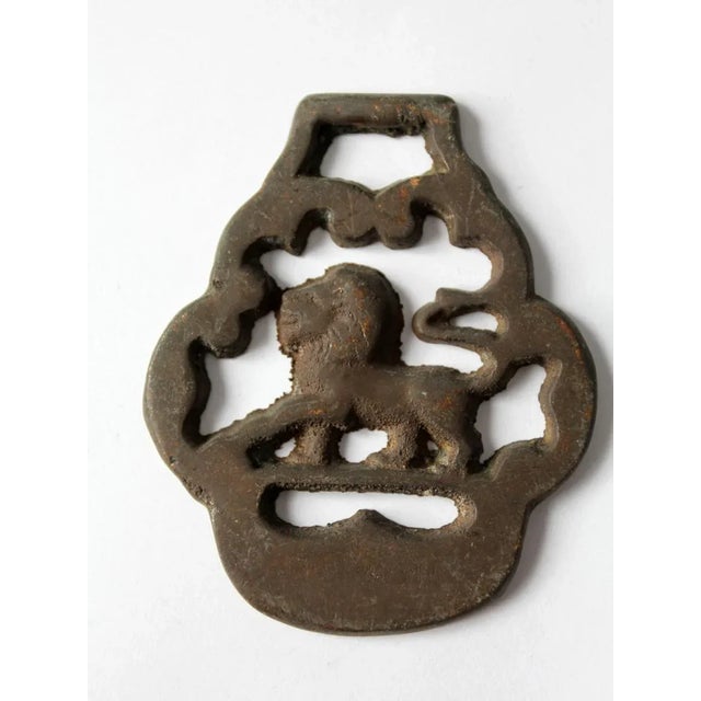 Victorian Antique Brass Lion Equestrian Harness Ornament For Sale - Image 3 of 8