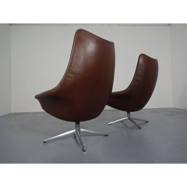 Danish Pirouette Swivel Chair in Leather by H. W. Klein for Bramin, 1960s For Sale - Image 9 of 18