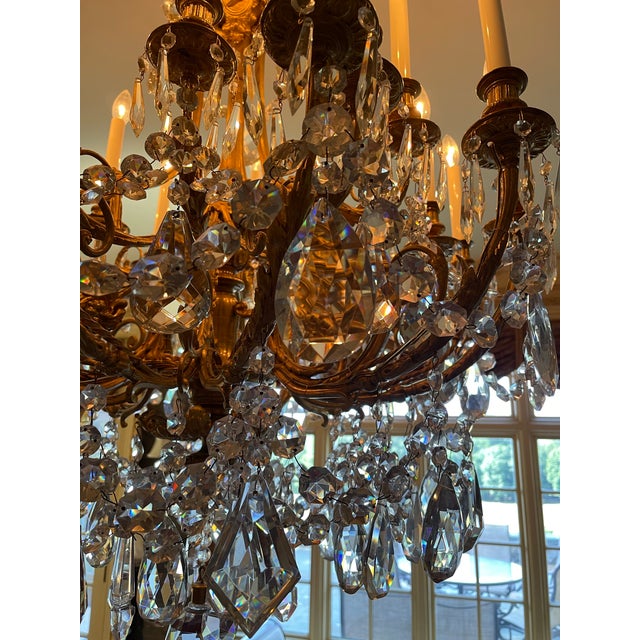 French 19th Century Louis XVI Bronze & Crystal Chandelier For Sale - Image 4 of 9