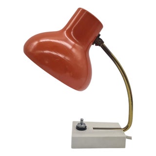 Desk Lamp in Orange Metal and Brass, 1970s For Sale