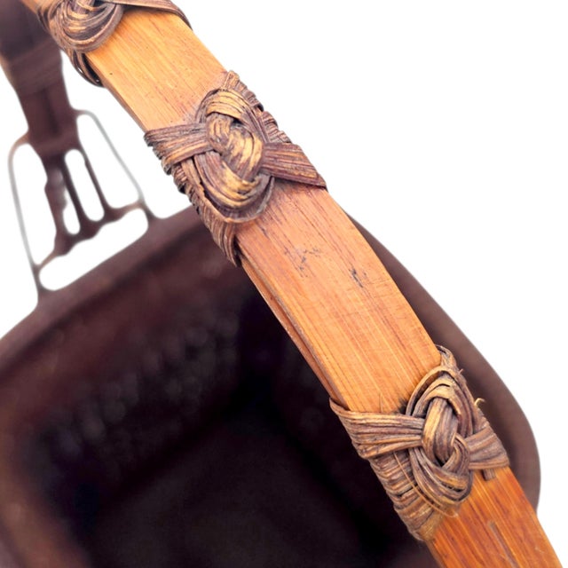 Late 20th Century Japanese Woven Bamboo Hozan Style Ikebana Baskets - A Pair For Sale - Image 9 of 18