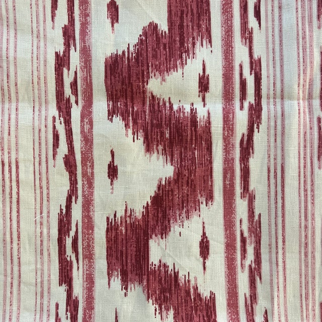 Vintage Pierre Frey Style Linen Ikat Fabric in Deep Red- 2 Yards For Sale - Image 10 of 10