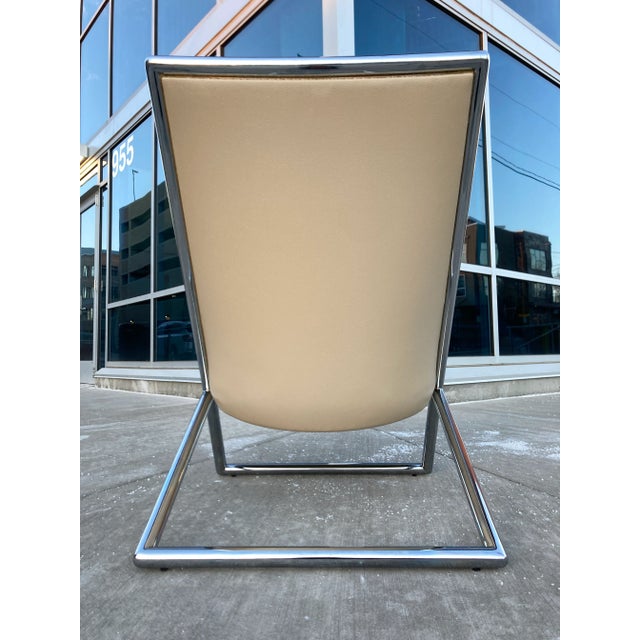 Herman Miller Mid 20th Century Tubular Chrome & Leather Scissor Chair Attributed to Ward Bennett For Sale - Image 4 of 13