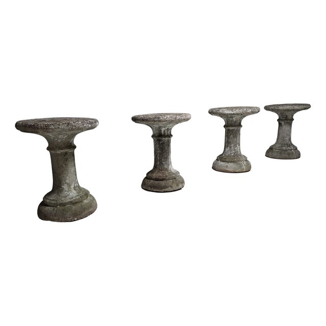 French Cast Concrete Stool or Side Tables, 1970s, Set of 4 For Sale