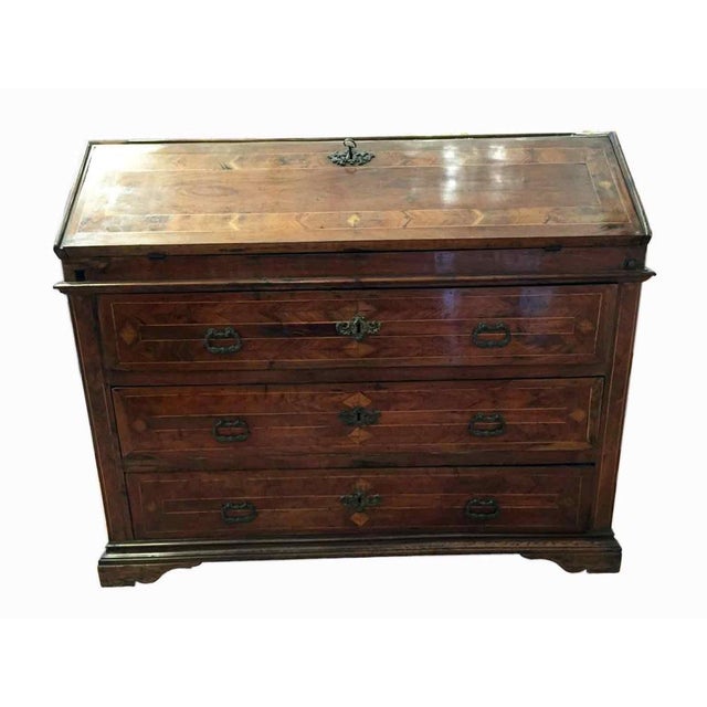 Wood Antique Walnut Secretaire, 1700s For Sale - Image 7 of 10