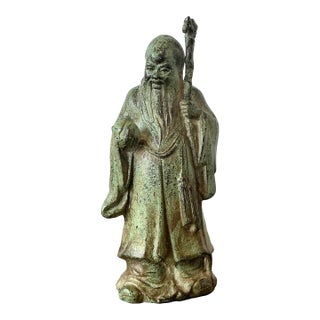 Vintage Asian Patinated Bronze Character For Sale
