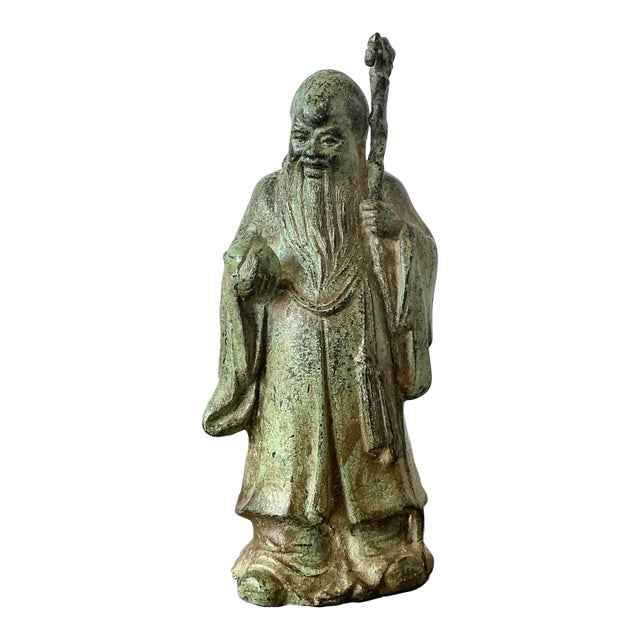 Vintage Asian Patinated Bronze Character For Sale