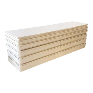 Post Modern Lacquer and Brass Sideboard by Rougier, 1980's For Sale