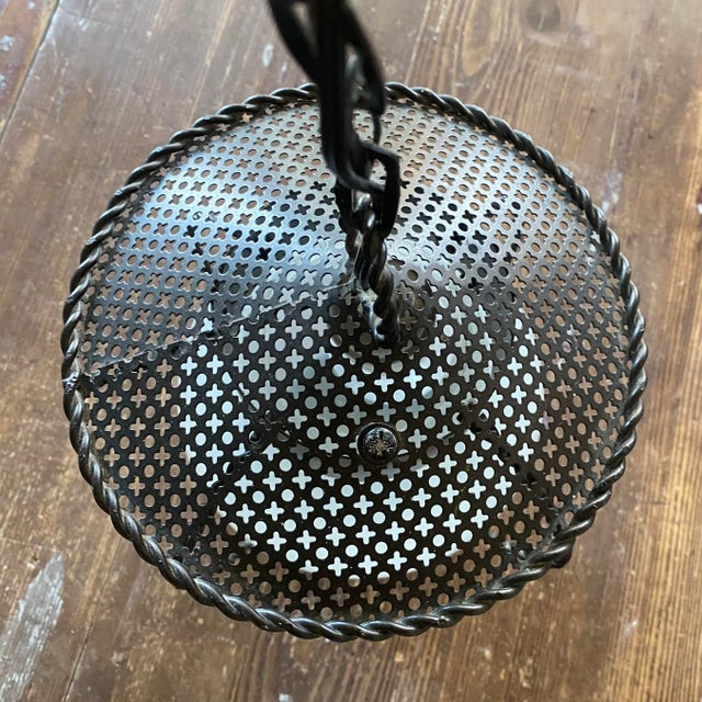 Perforated Metal Pendant Light in the style of Mathieu Matégot, 1950s For Sale - Image 4 of 12